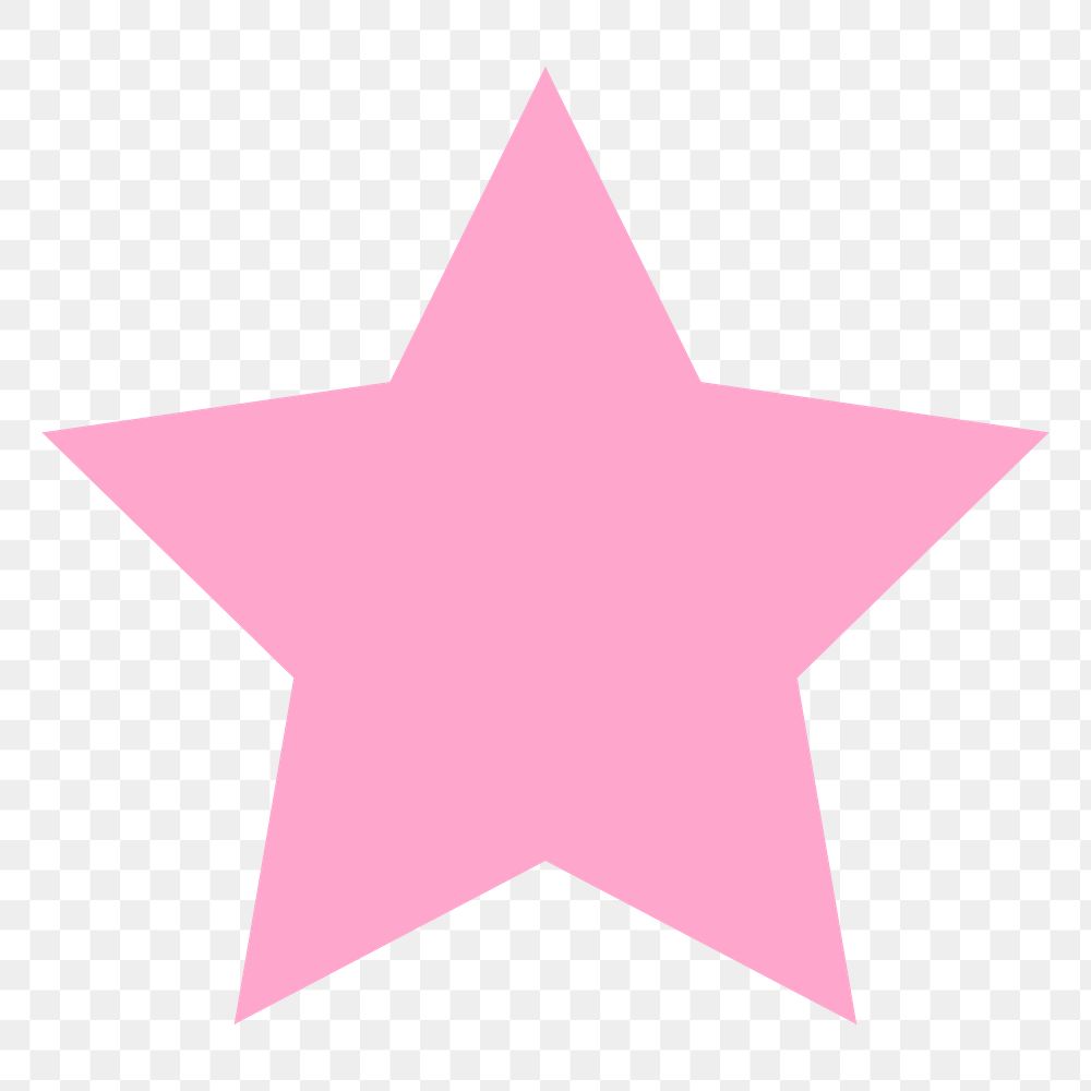 Pink star png sticker, flat shape on transparent background