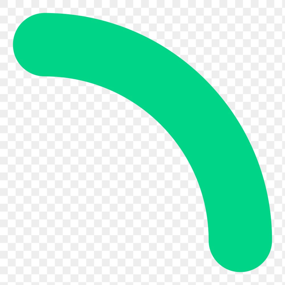 Curve line png shape sticker, green geometric design on transparent background