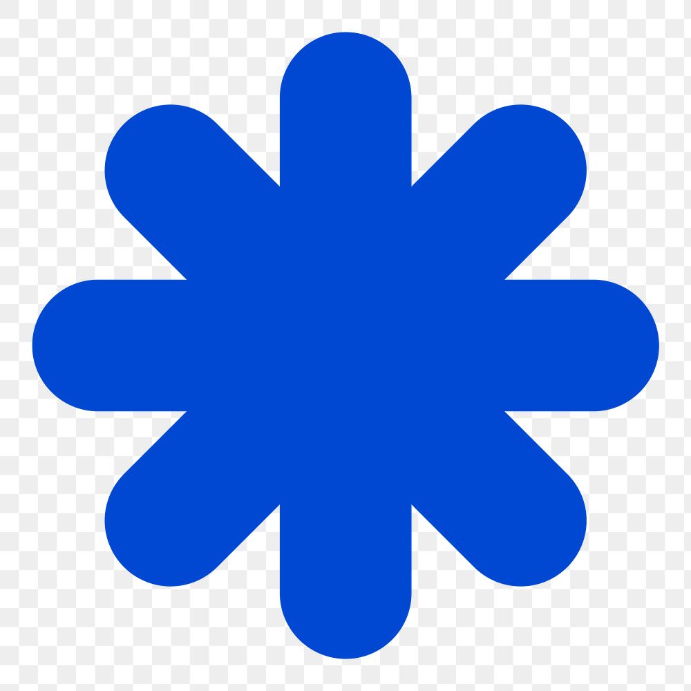 Blue asterisk png clipart, geometric badge in flat design