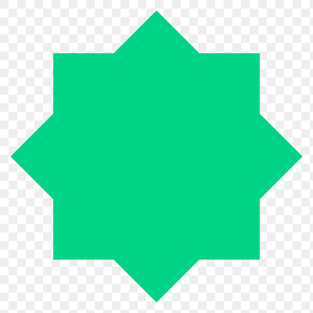 Green starburst png badge sticker, geometric shape on transparent background