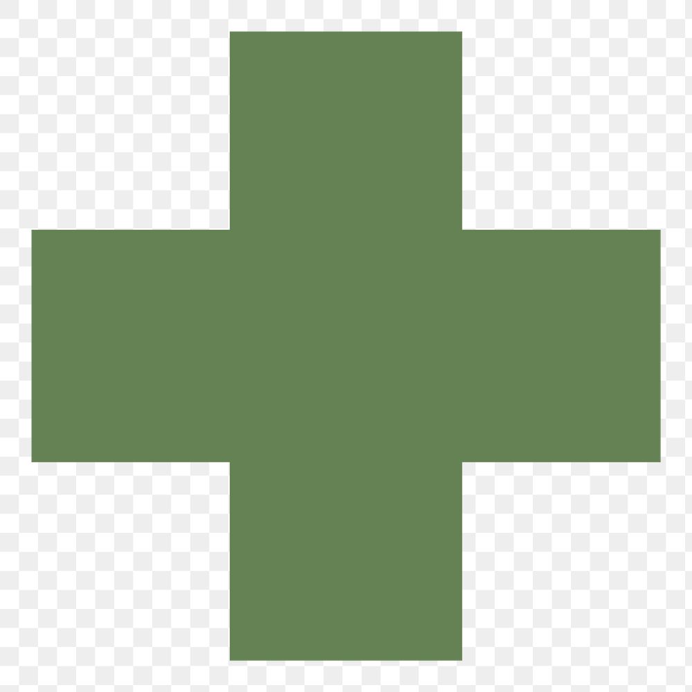 Green cross png clipart, first aid symbol on transparent background