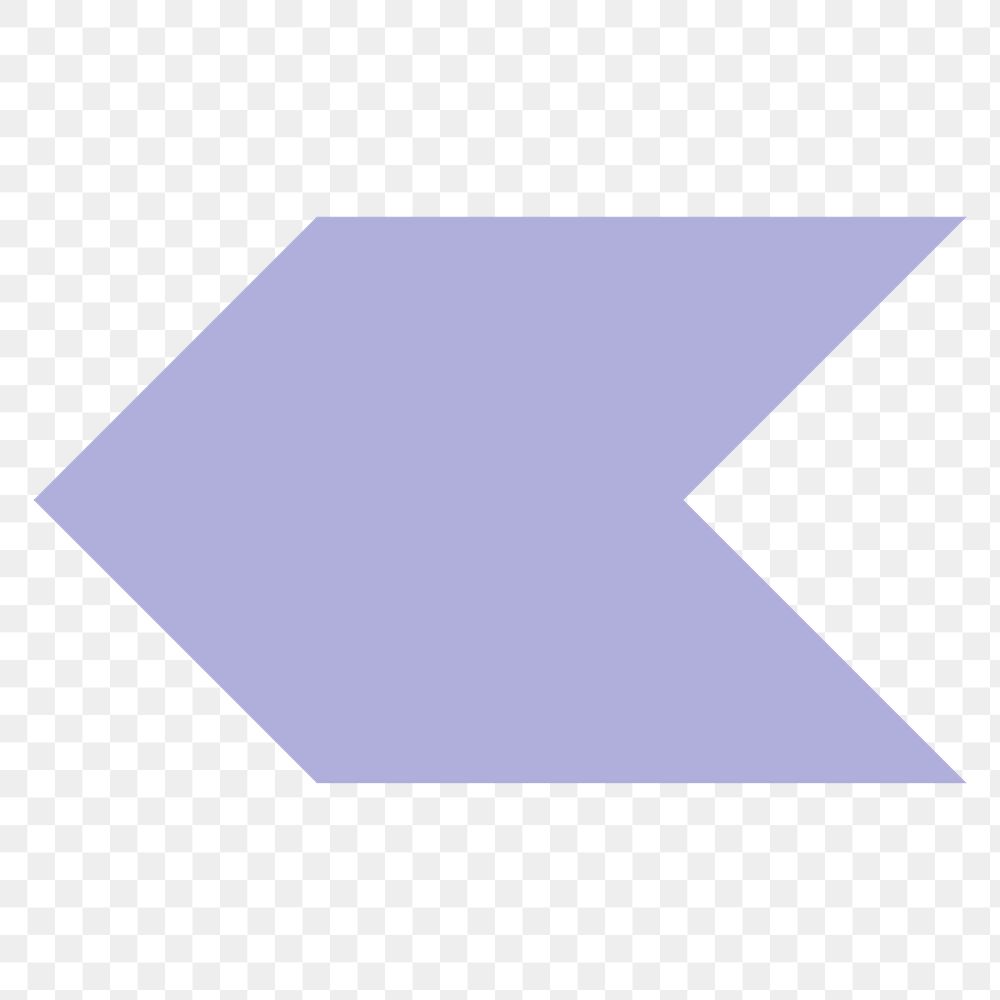 Purple arrow  png sticker, pointing left, flat graphic on transparent background