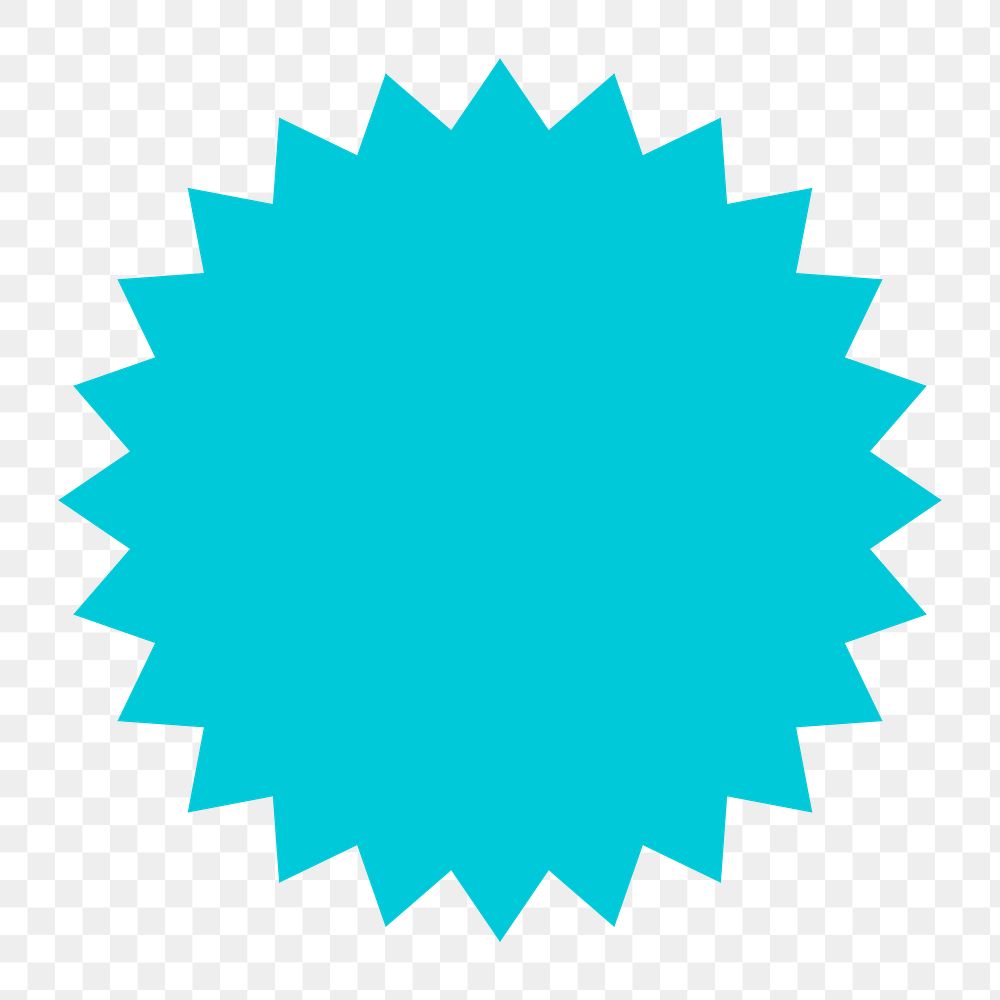 Blue starburst badge png sticker, geometric shape on transparent background