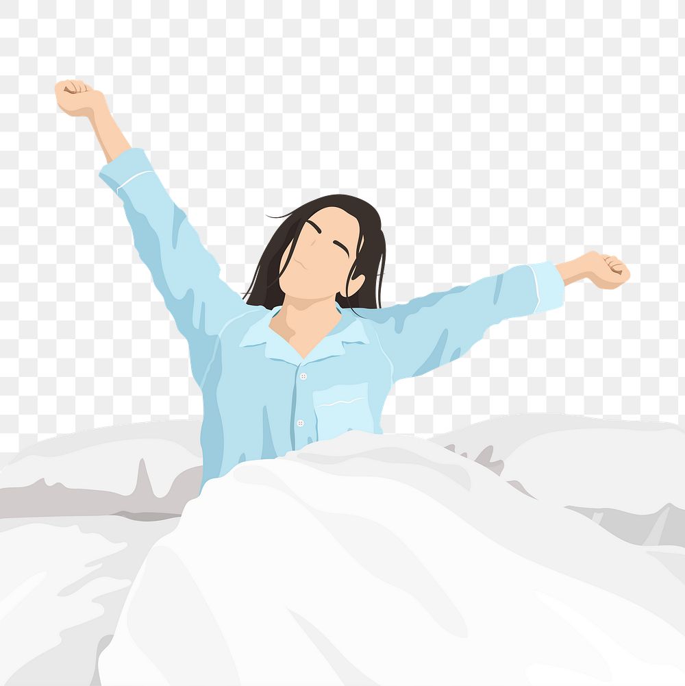 Woman waking png sticker, aesthetic illustration