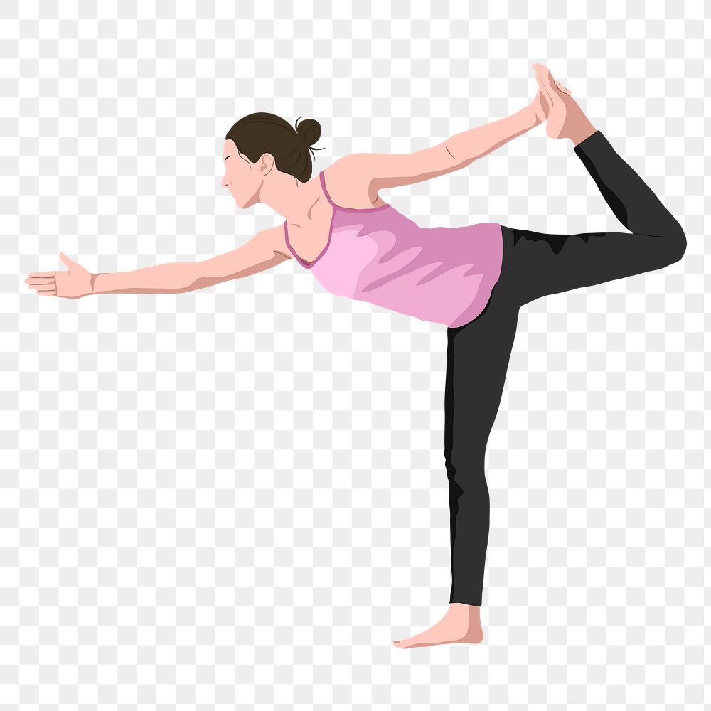 Dancer yoga pose png sticker, realistic illustration