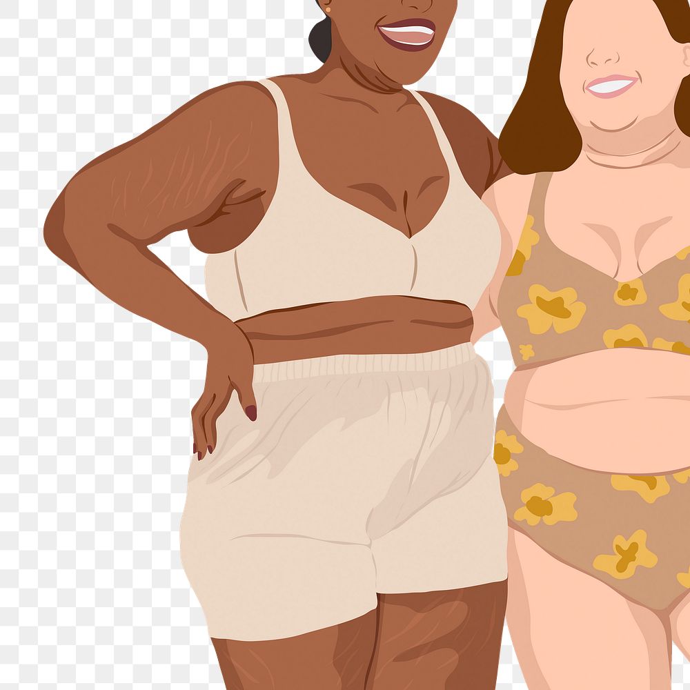 Curvy women png sticker, transparent background