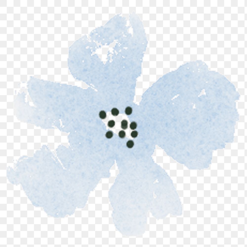 Blue flower png sticker, watercolor design, transparent background