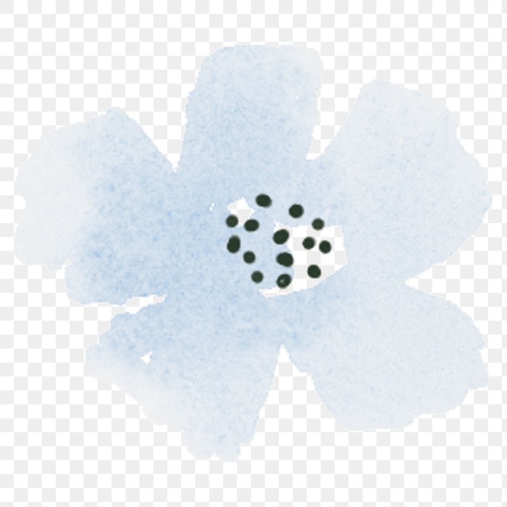 Cute blue flower png sticker, watercolor design, transparent background