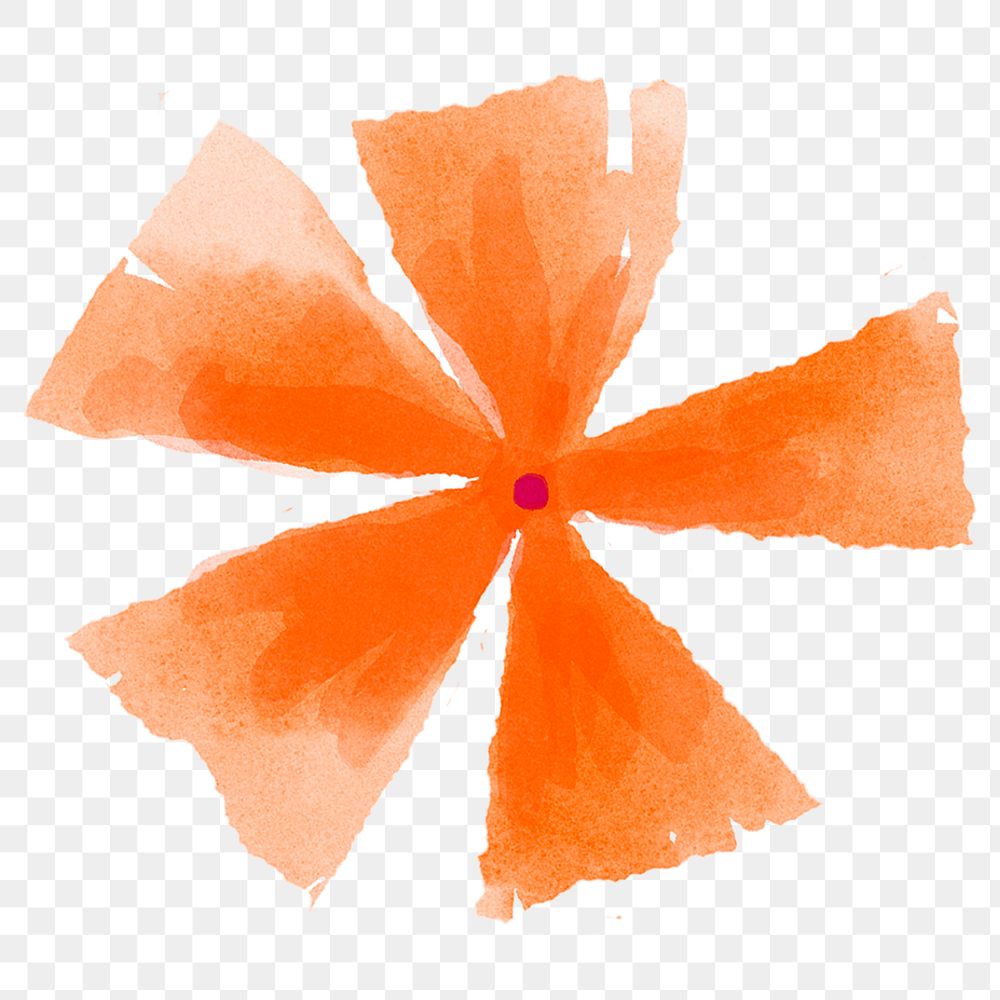 Orange flower png sticker, watercolor design, transparent background