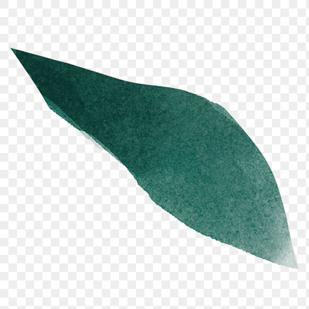Green leaf png sticker, watercolor design, transparent background
