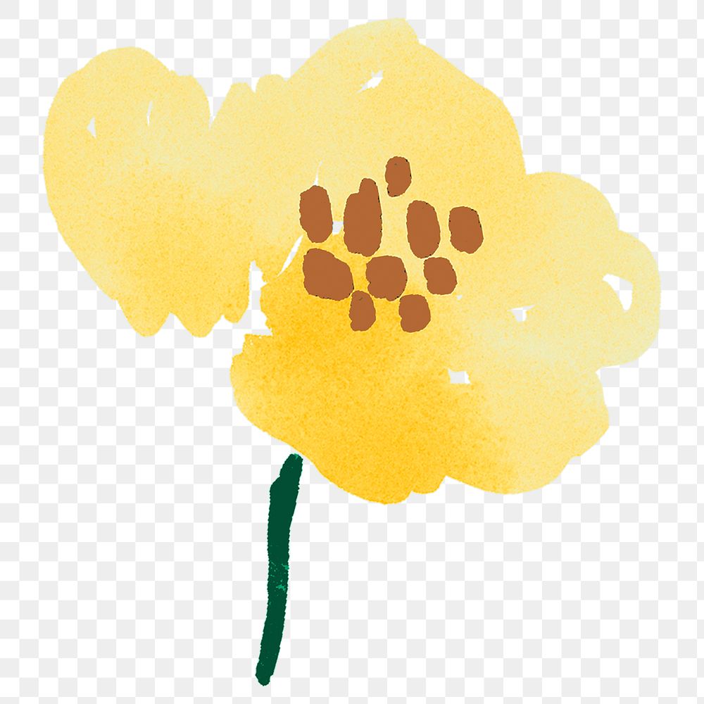 Buttercup flower png sticker, watercolor design, transparent background