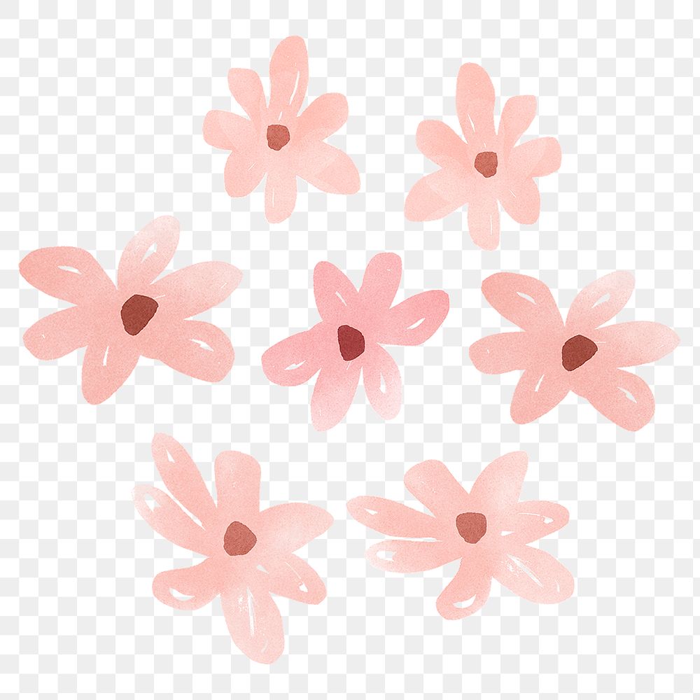 Cute flowers png sticker, watercolor design, transparent background