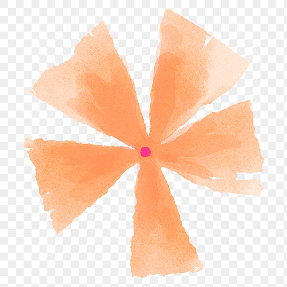 Orange flower png sticker, watercolor design, transparent background