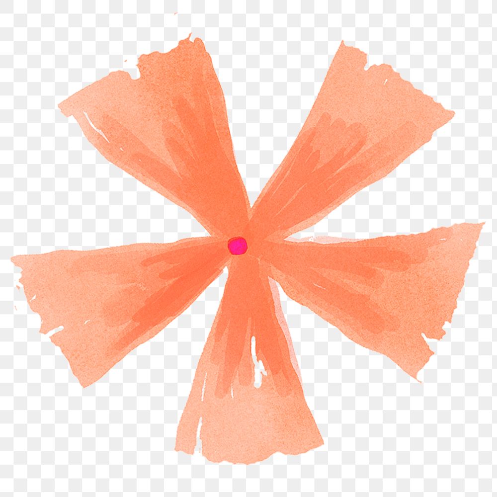 Orange flower png sticker, watercolor design, transparent background