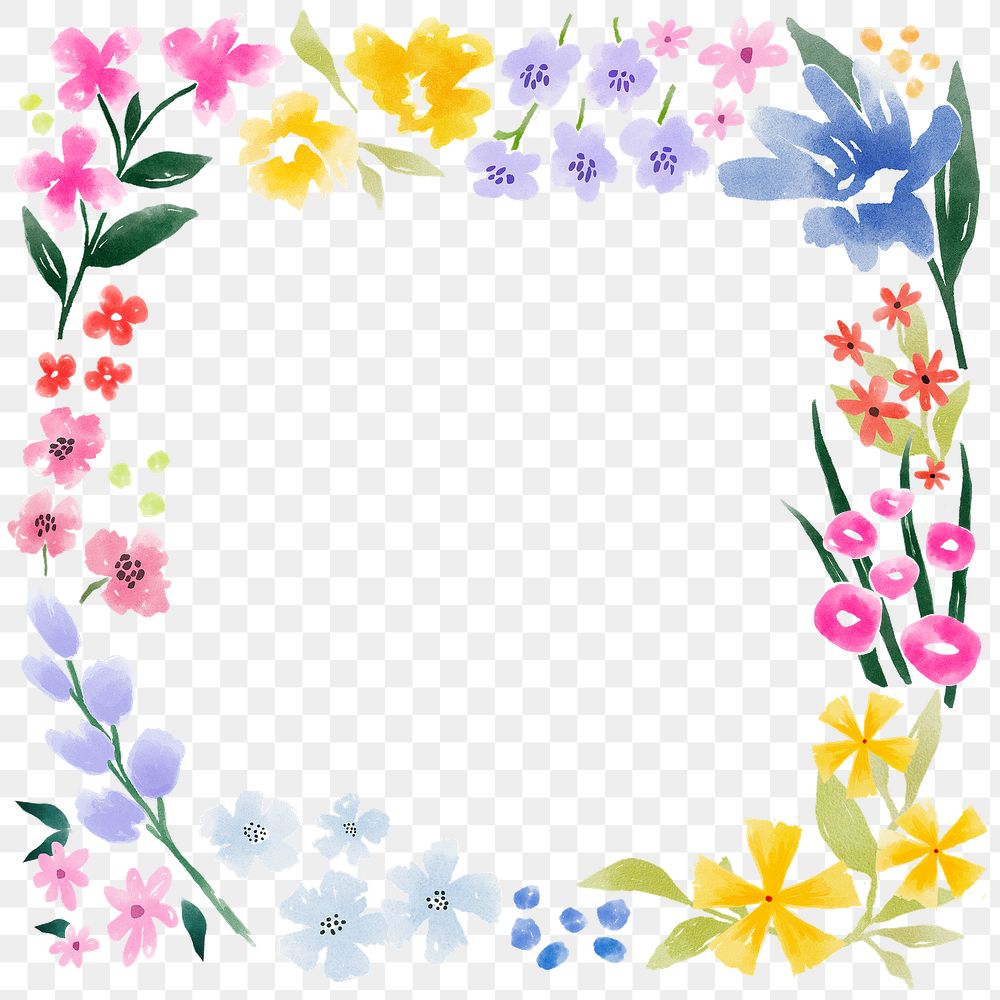 Spring flower png frame, transparent background
