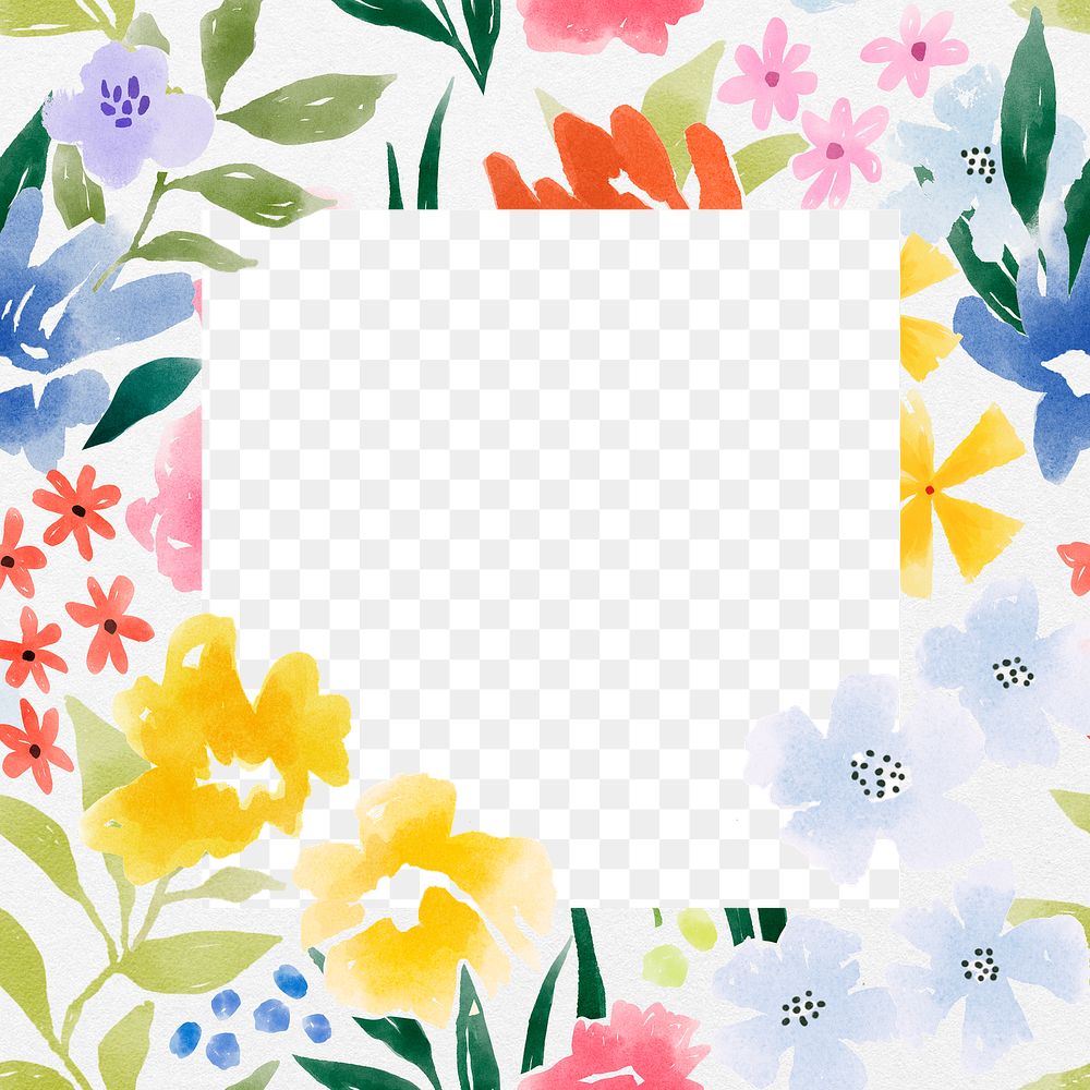 Summer flower png frame, transparent background