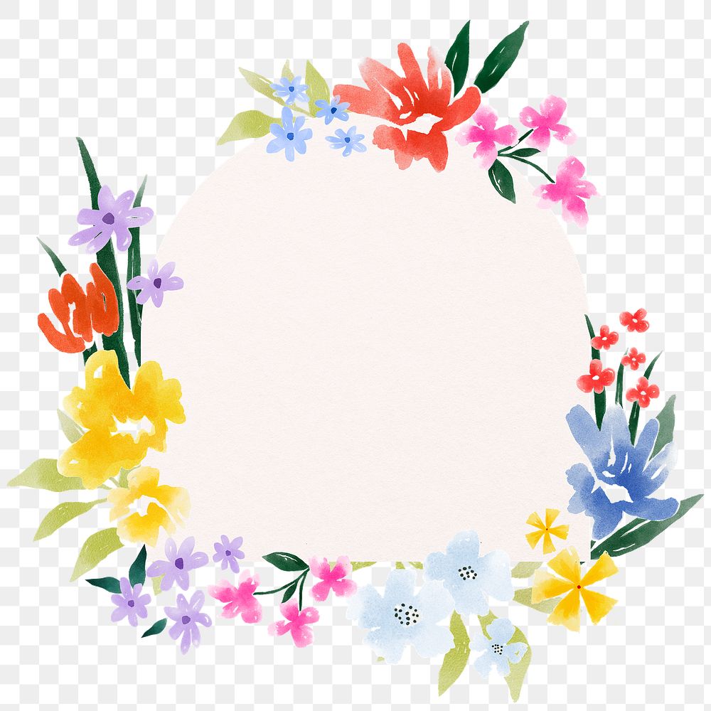 Flower png note border frame, transparent background