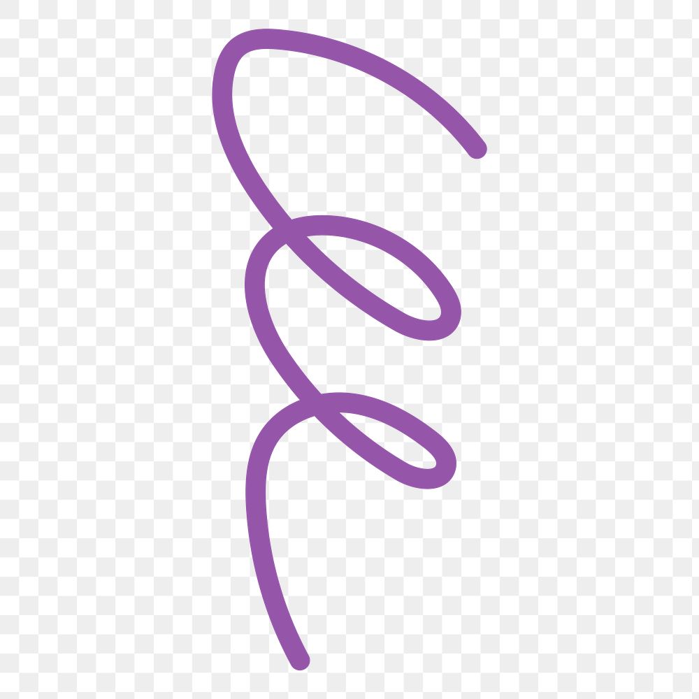 Purple scribble png line clipart, doodle art element on transparent background