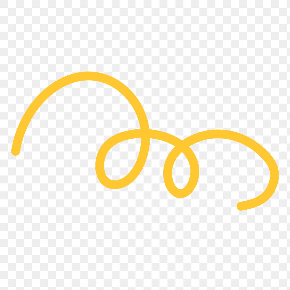 Yellow doodle png line clipart, cute element on transparent background