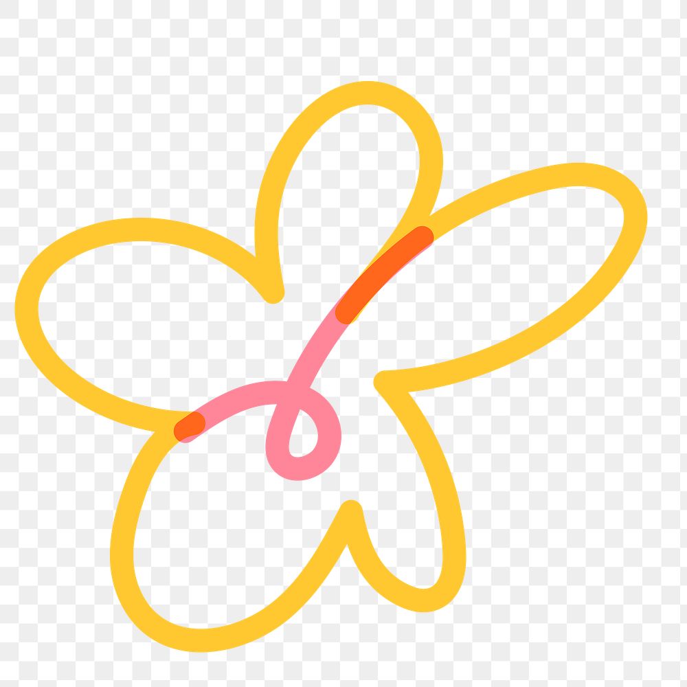 Yellow flower png doodle sticker, cute collage element on transparent background