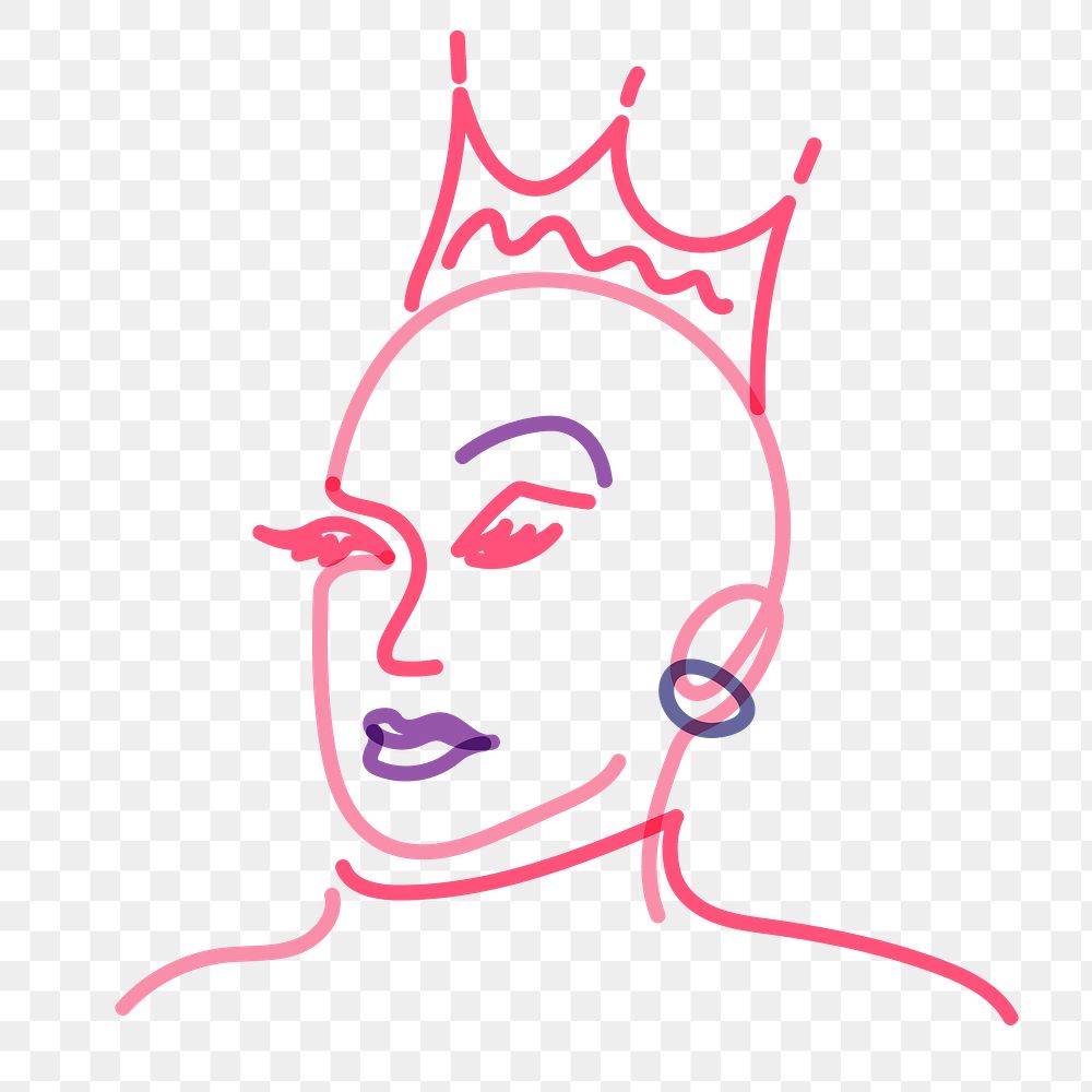 Drag queen png portrait clipart, gay pride illustration on transparent background