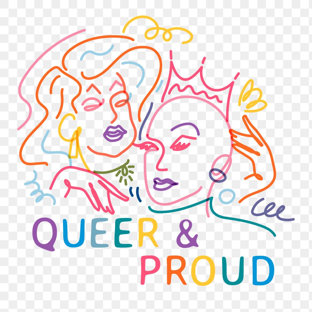 Queer & proud png sticker, aesthetic drag queen portrait on transparent background