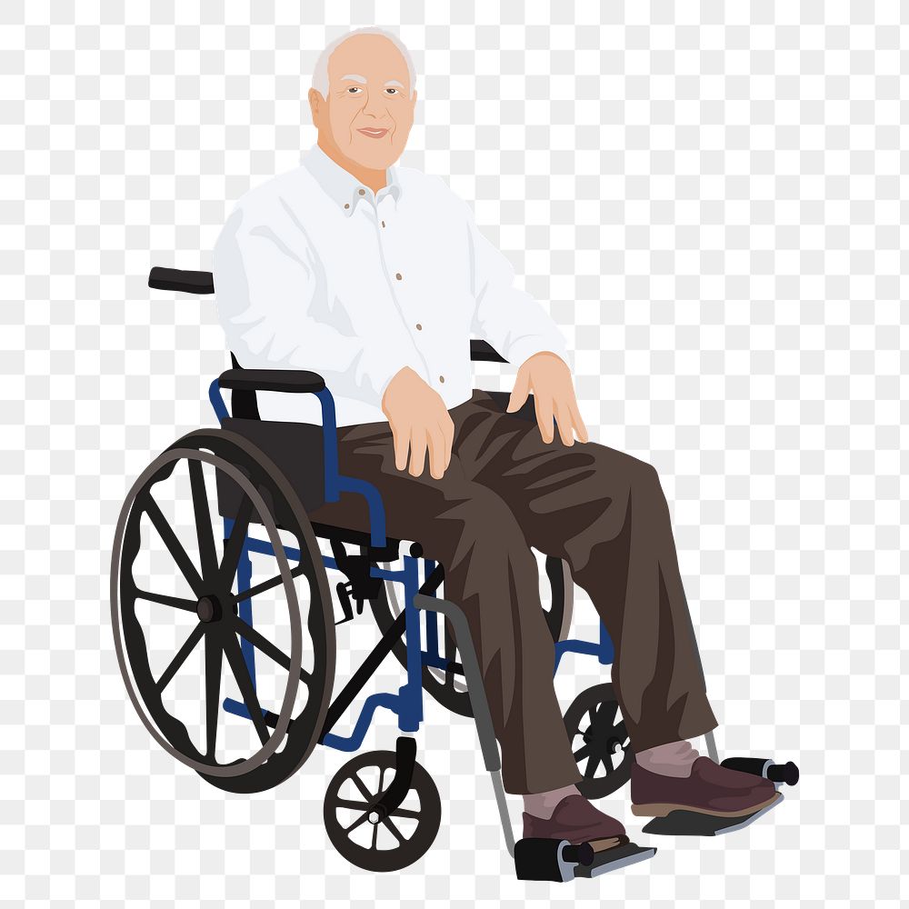 Man in wheelchair png sticker illustration, transparent background