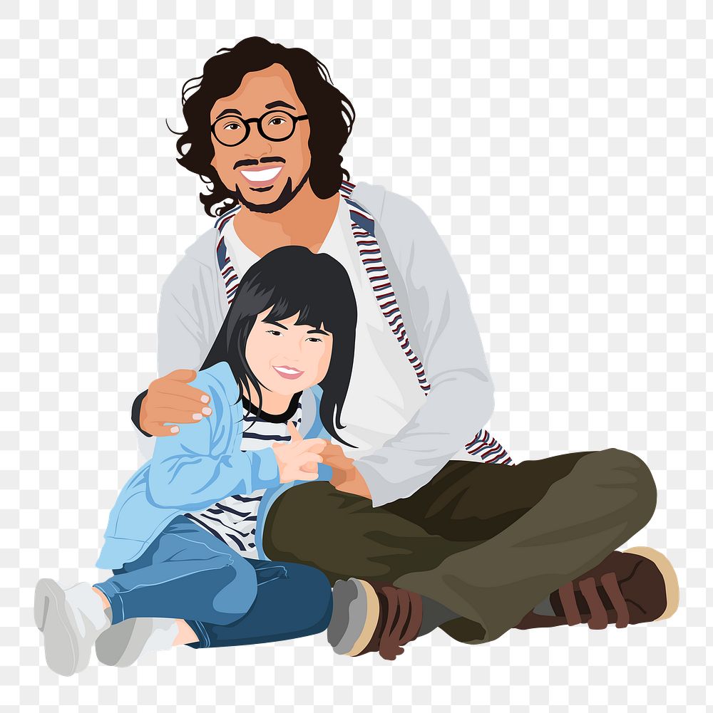 Father & daughter png sticker illustration, transparent background