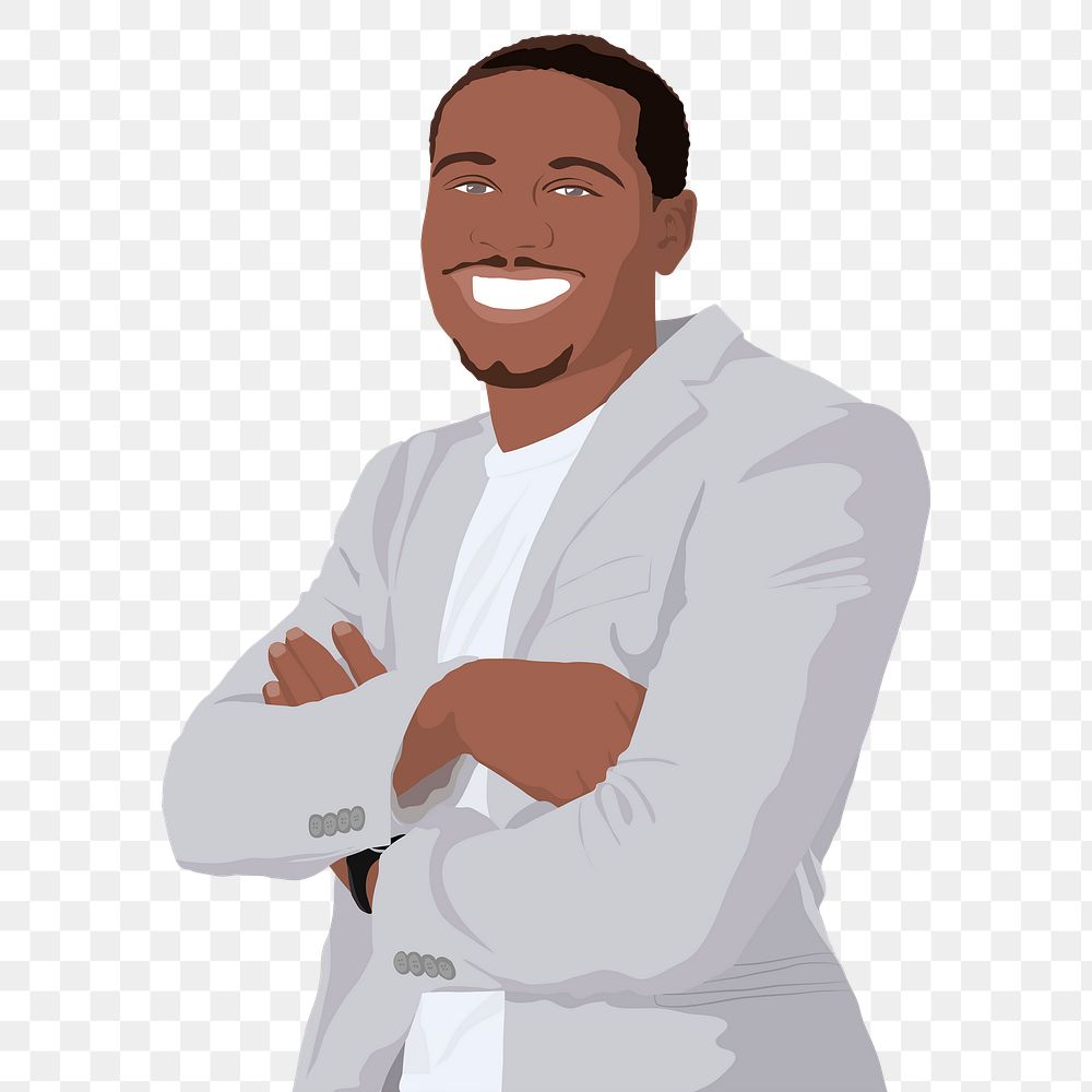 Confident manager png sticker illustration, transparent background