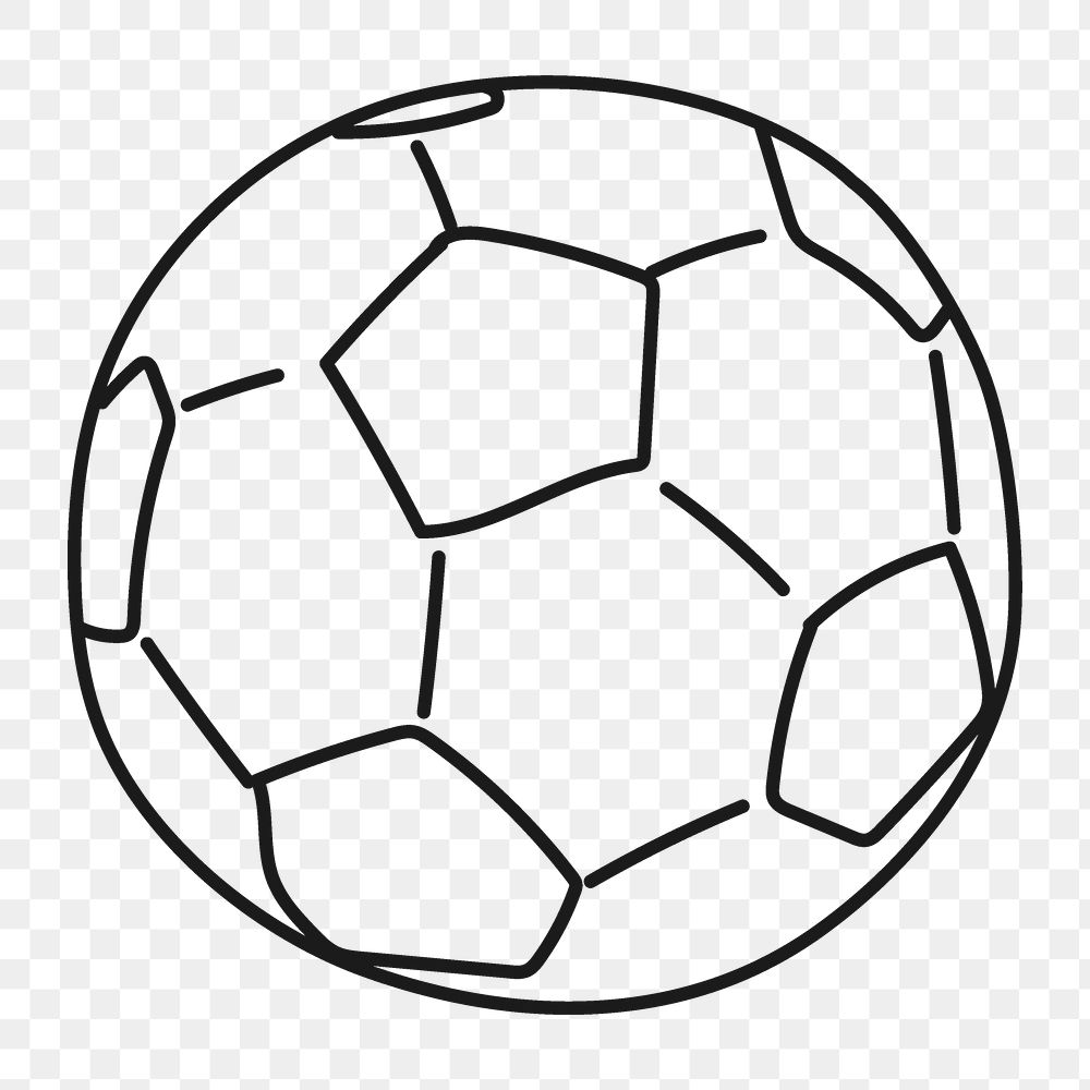 Football png sticker, sport equipment doodle line art on transparent background