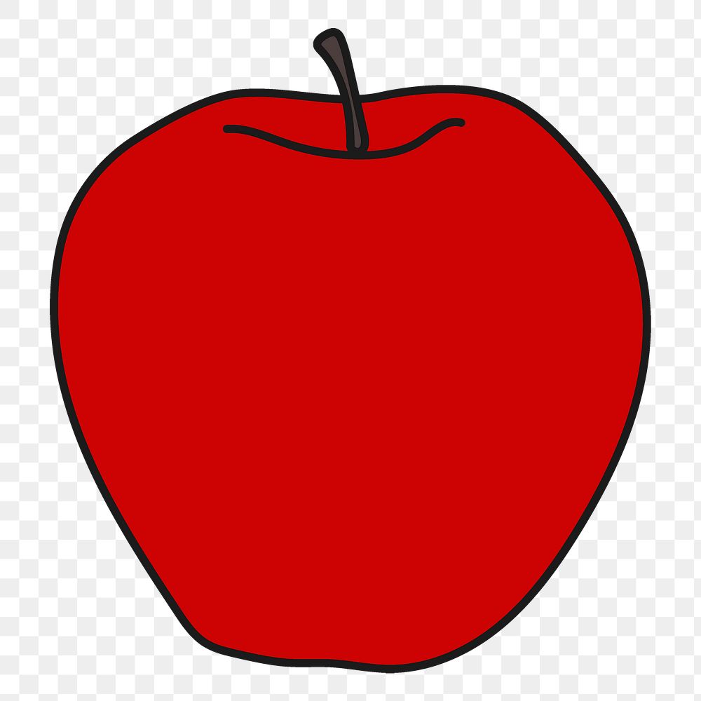 Apple png sticker, fruit doodle on transparent background