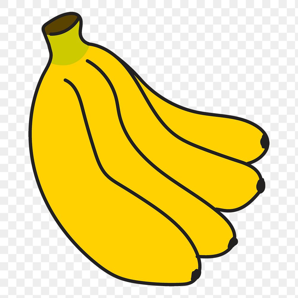 Banana png sticker, fruit doodle on transparent background