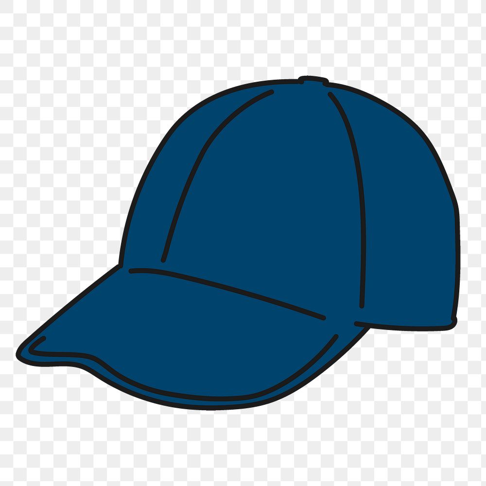 Baseball cap png sticker, fashion accessory doodle on transparent background