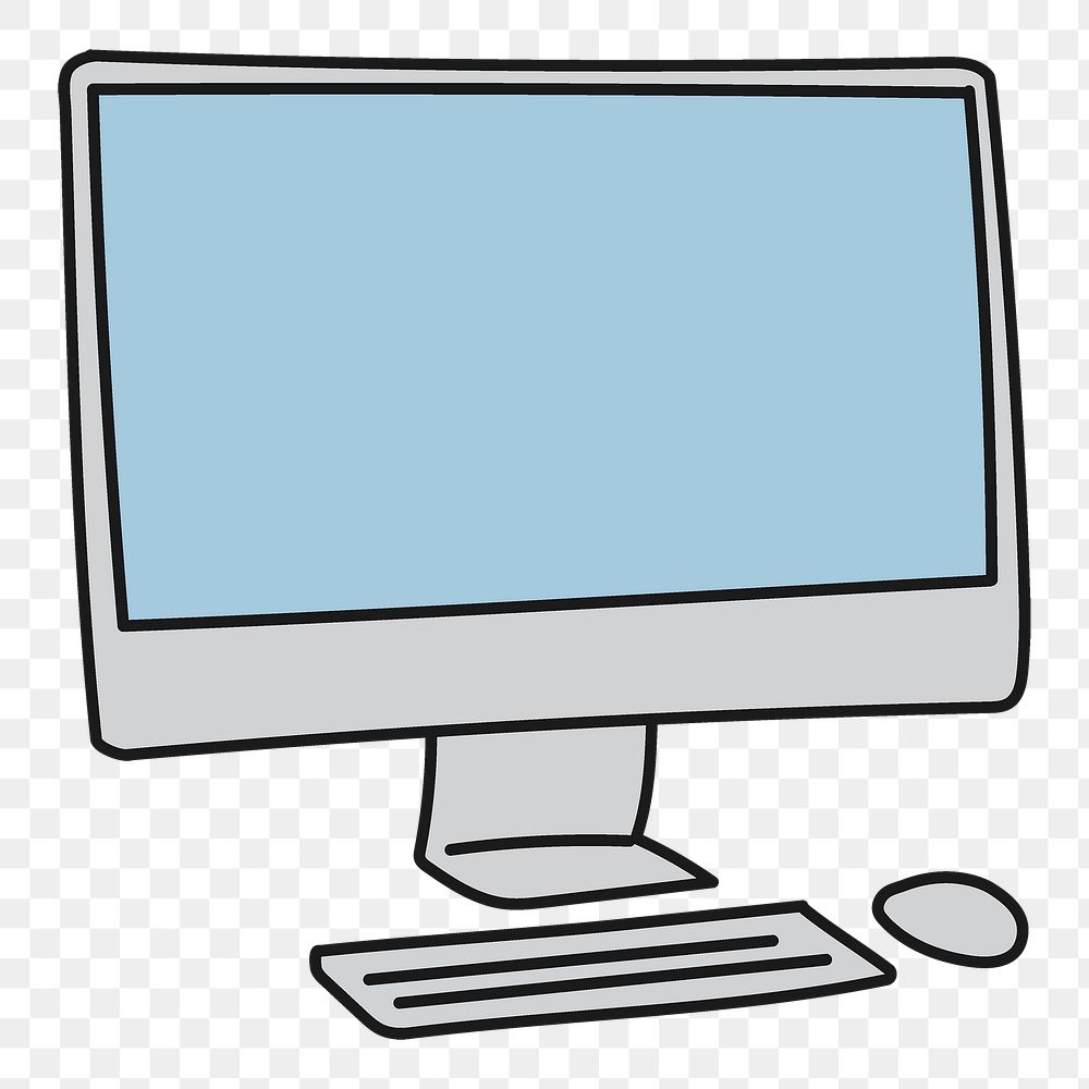 Computer screen png sticker, digital device doodle on transparent background