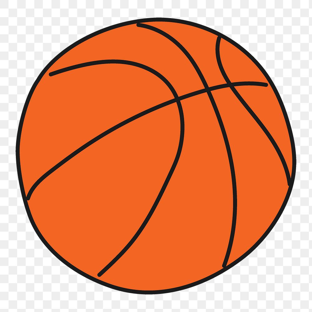 Basketball png sticker, sport doodle on transparent background
