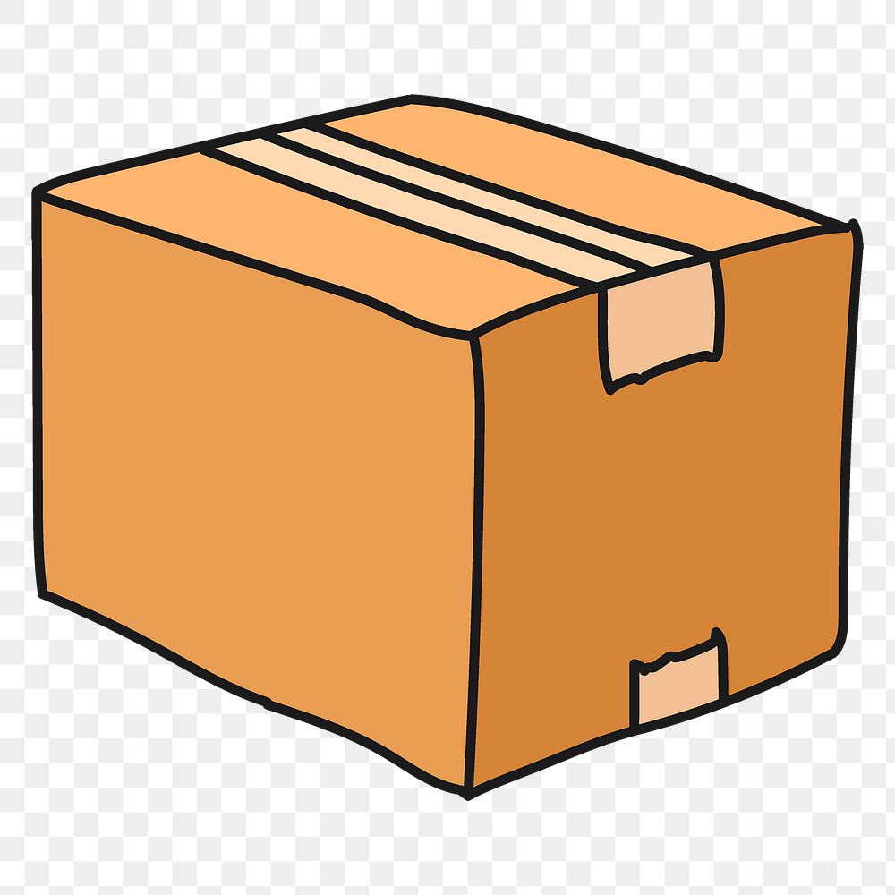 Parcel box png sticker, delivery service doodle on transparent background