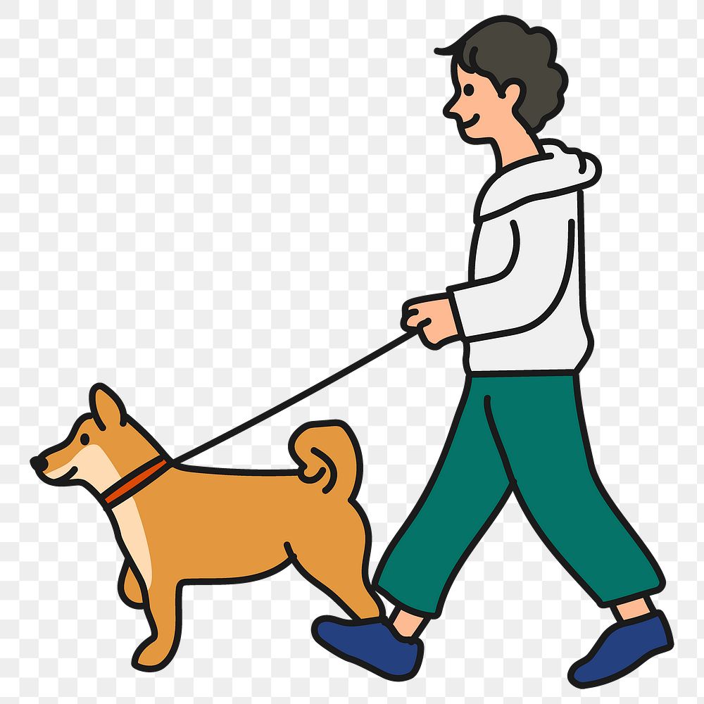 Png nan walking dog sticker, part-time job cartoon character doodle on transparent background