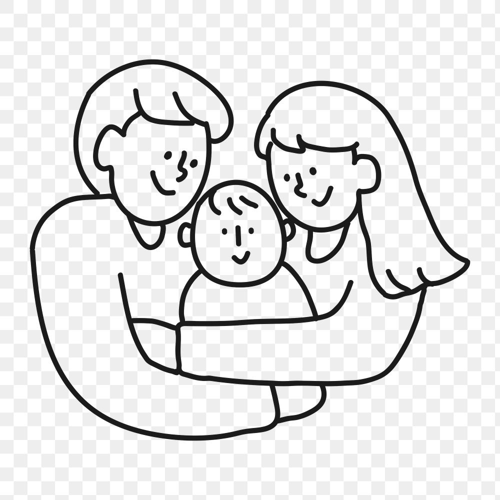 Family png sticker, parents and baby, transparent background