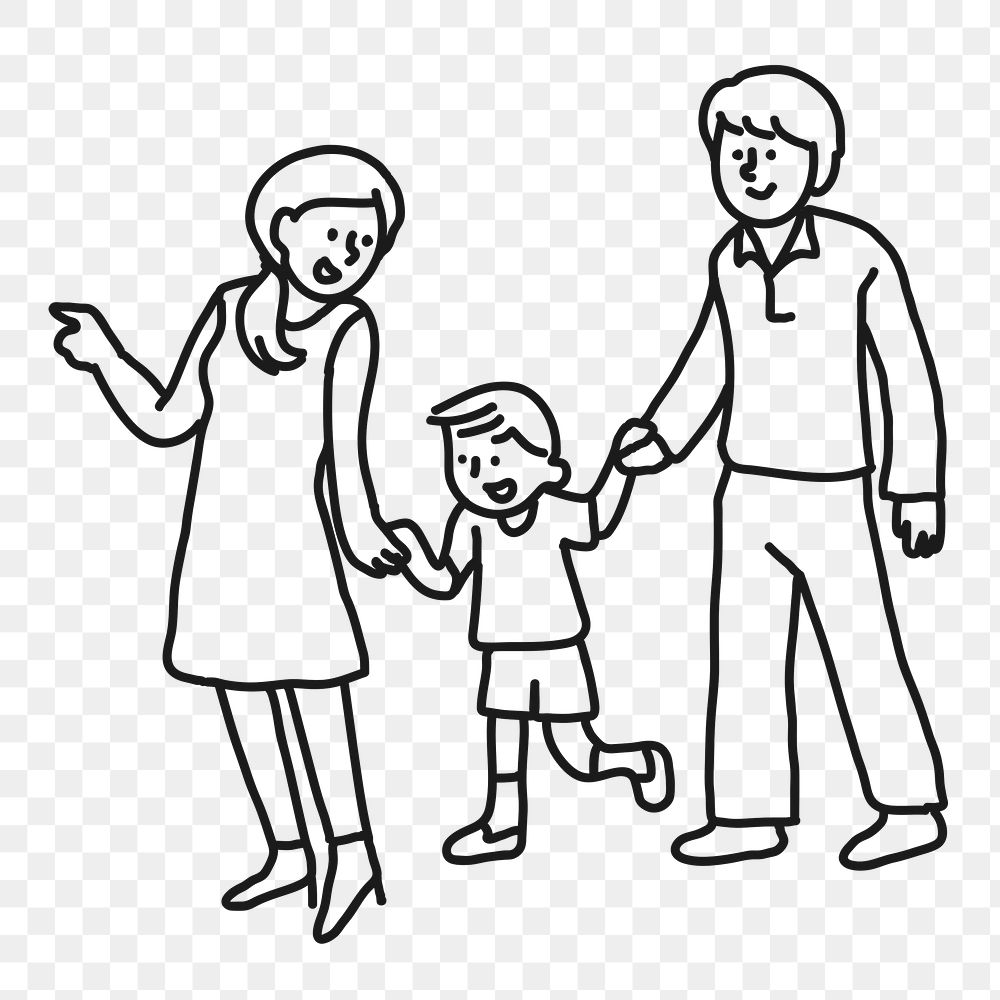Family png sticker, parents and kid, transparent background