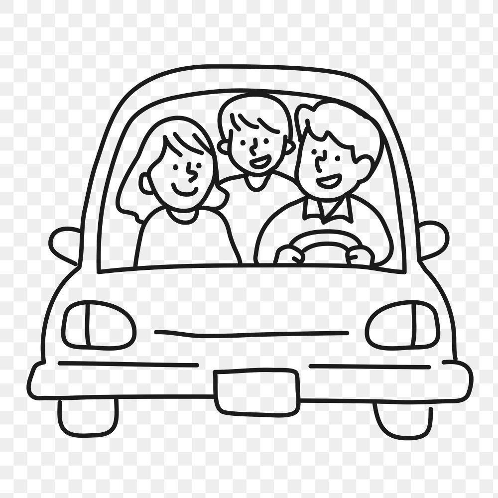 Family traveling png sticker, road trip, transparent background