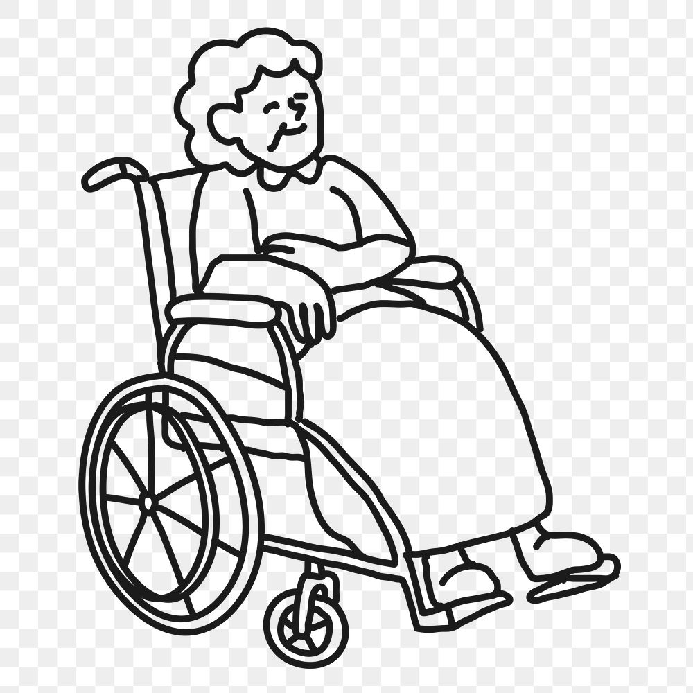 Grandmother png sticker, wheelchair, transparent background