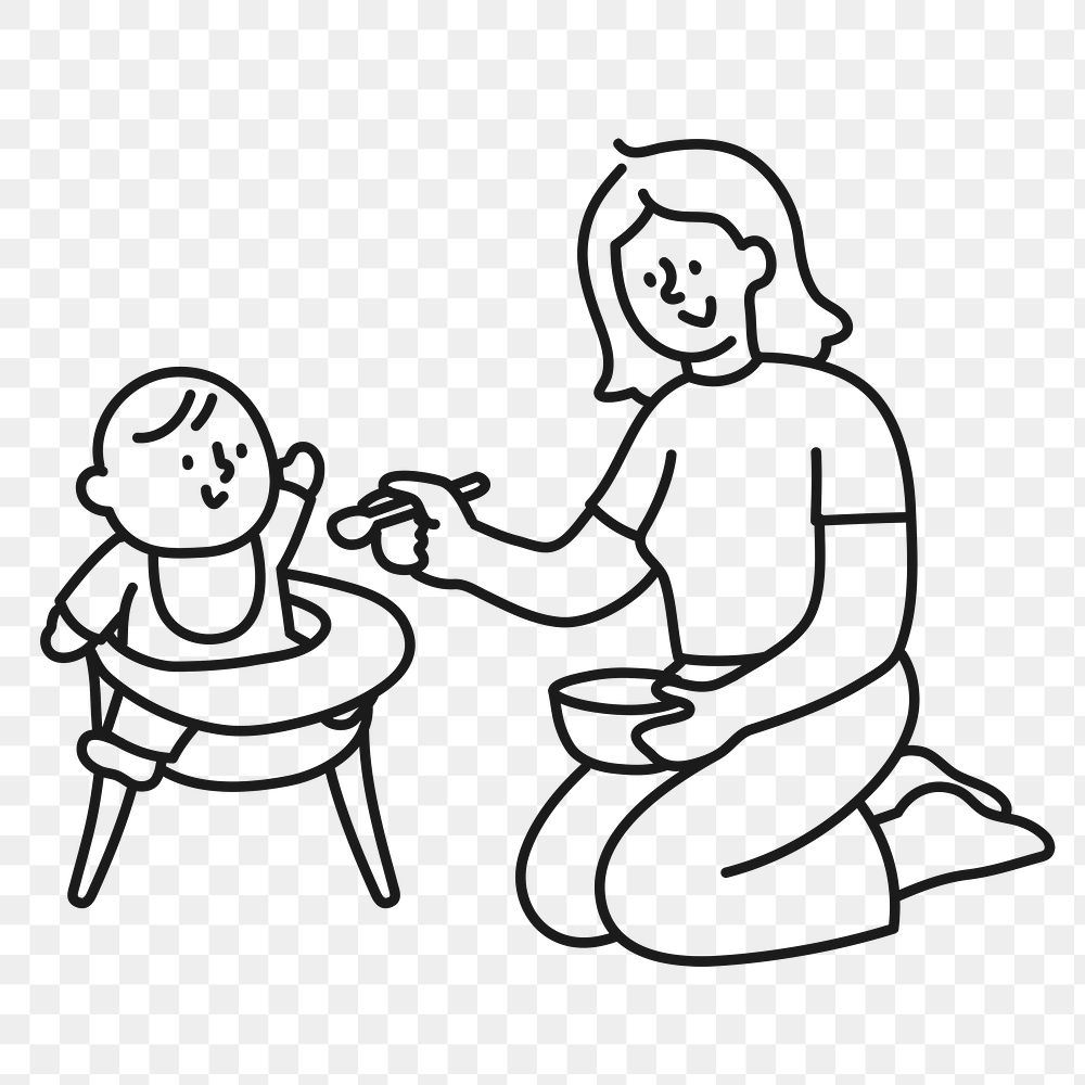 Feeding baby png sticker, mother & child, transparent background
