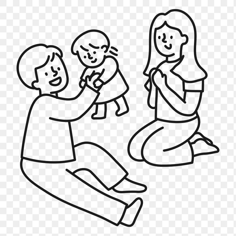 Family png sticker, parents & baby, transparent background