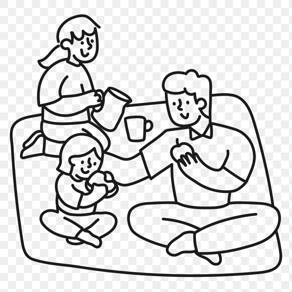 Family picnic png sticker, leisure activity, transparent background