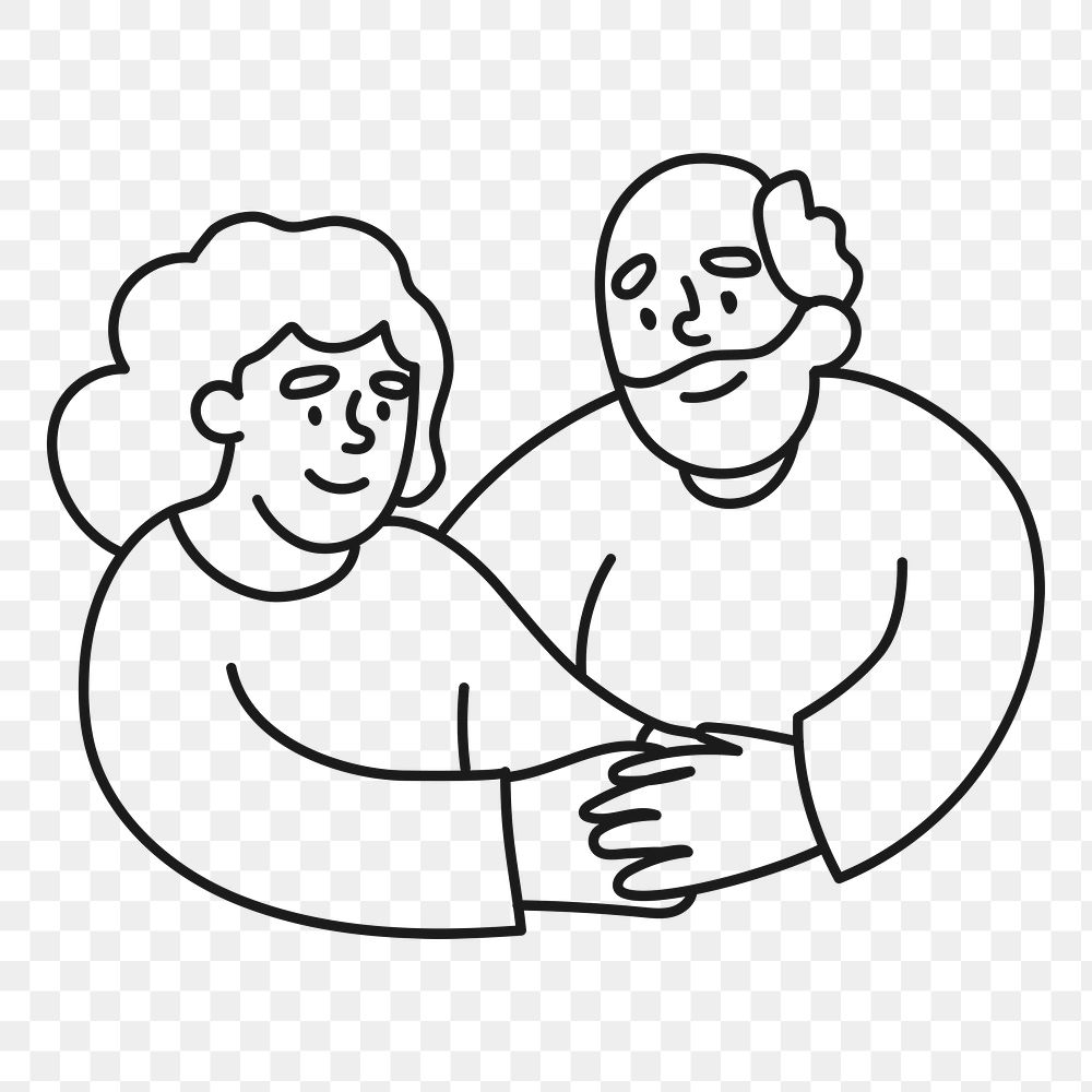 Grandparents hugging png sticker, loving and caring, transparent background