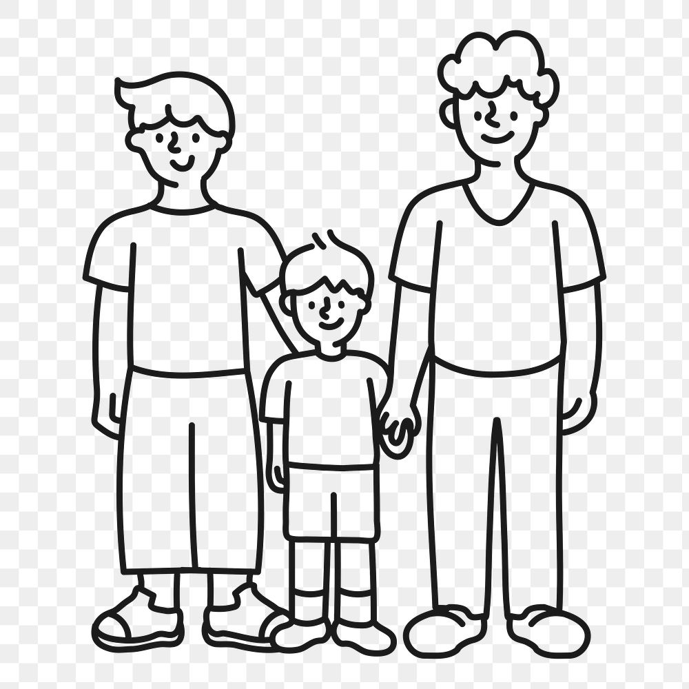 Png parents and son sticker, LGBTQ family, transparent background