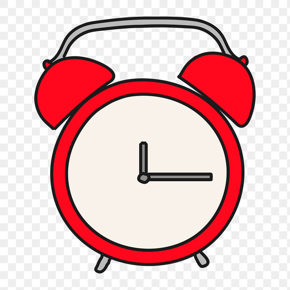 Red clock png sticker, object  transparent background