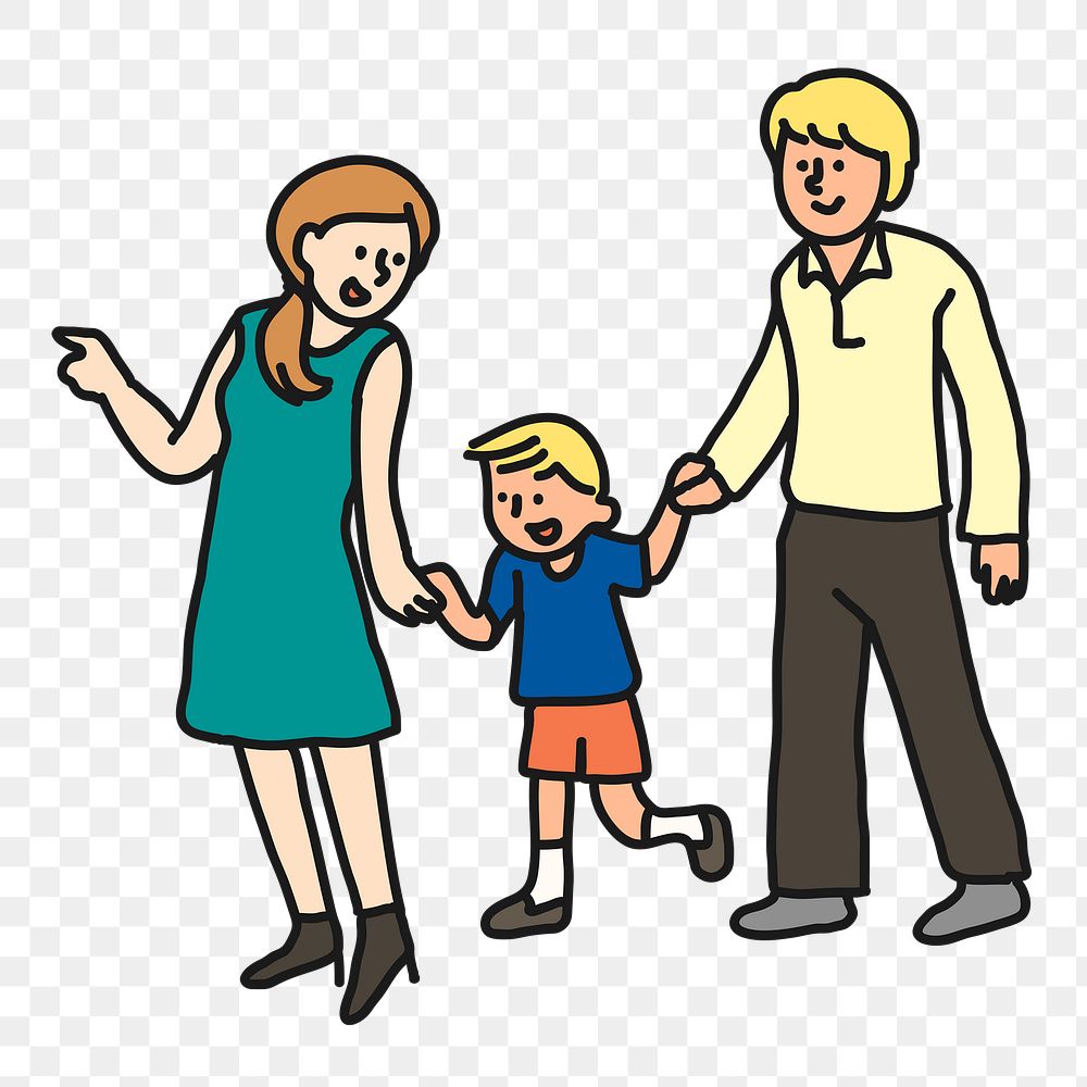 Family png sticker, parents and child transparent background