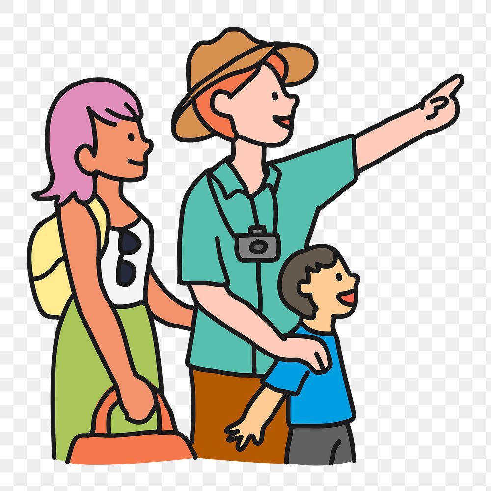 Family day out png sticker, traveling transparent background