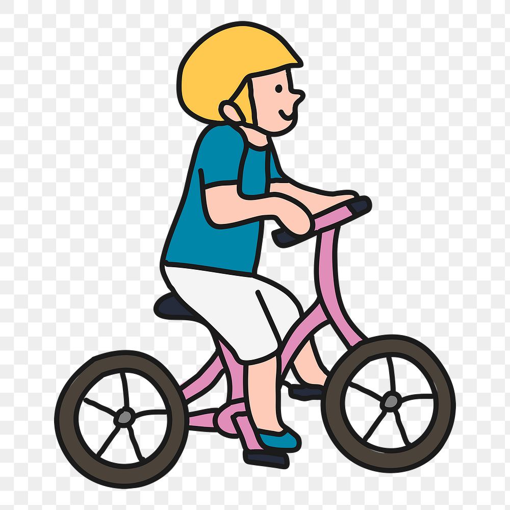 Cycling boy png sticker, bicycle riding transparent background